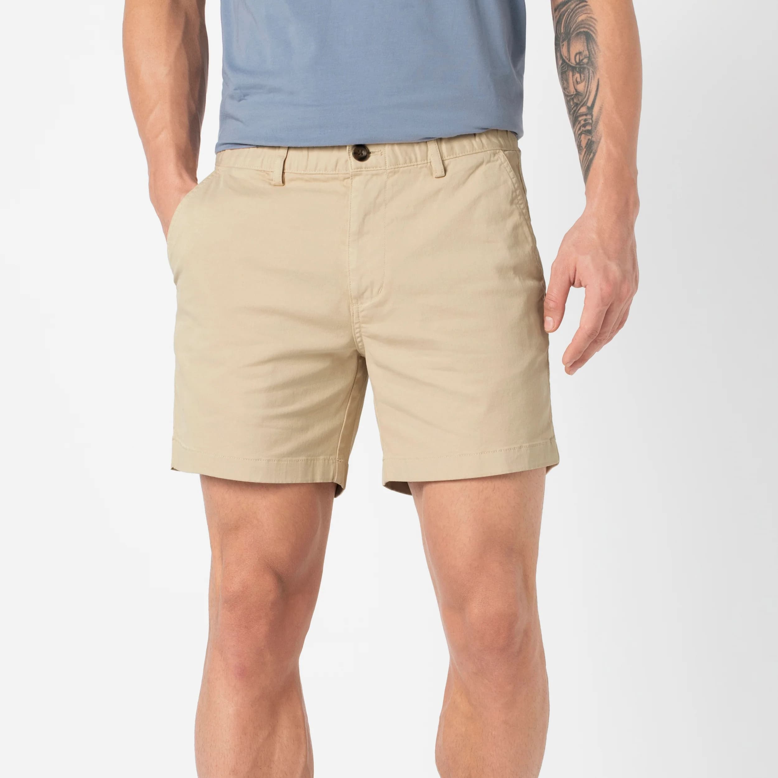 Stretch Short Sand Dune 5.5" front on model