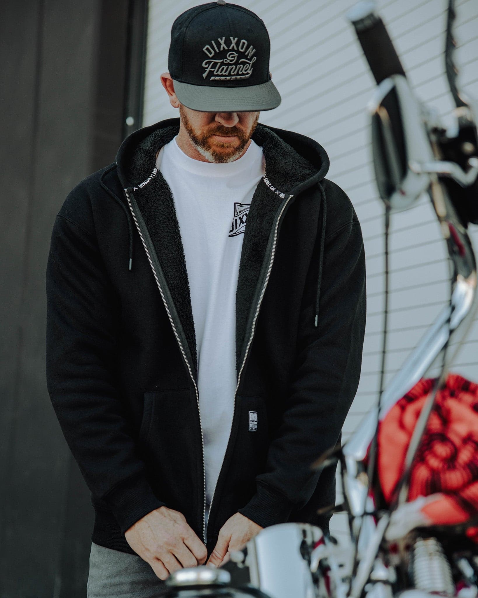 Sherpa Lined Zip Up Hoodie - Black - Dixxon Flannel Co.