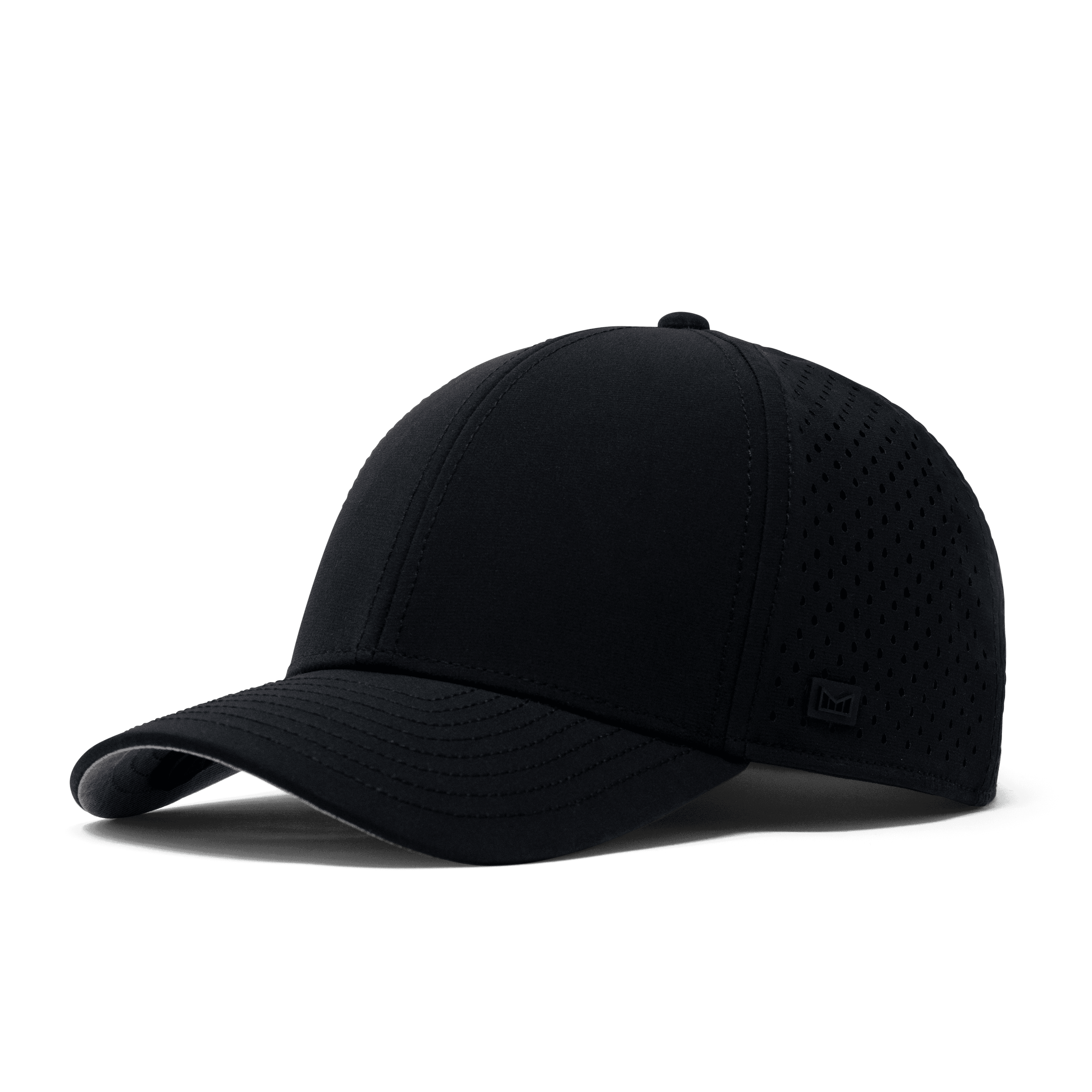 The angled view of the Melin Vintage Fit A-Game Hydro hat in black 