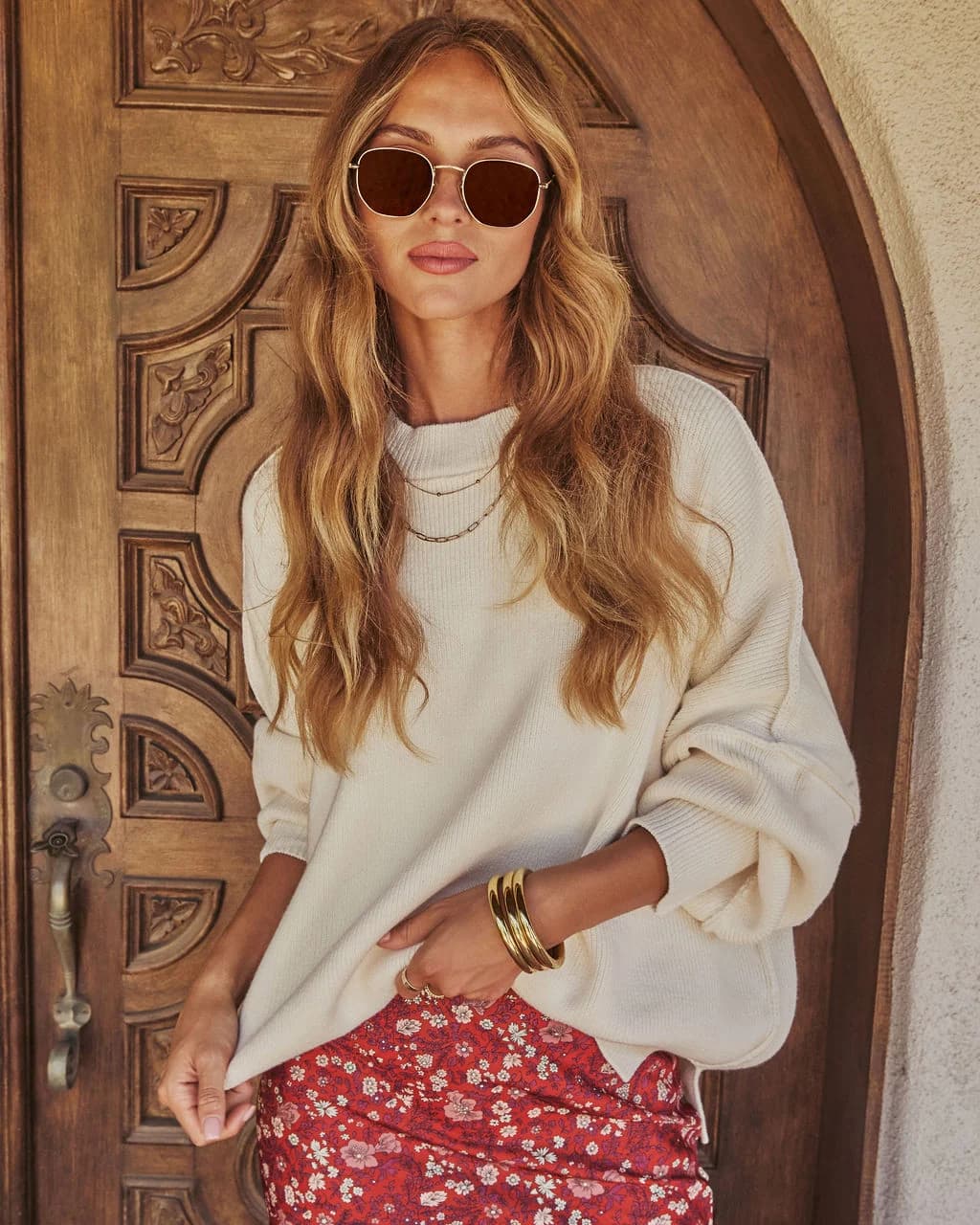 Ivory % Elouise Knit Oversized Pullover Sweater-1