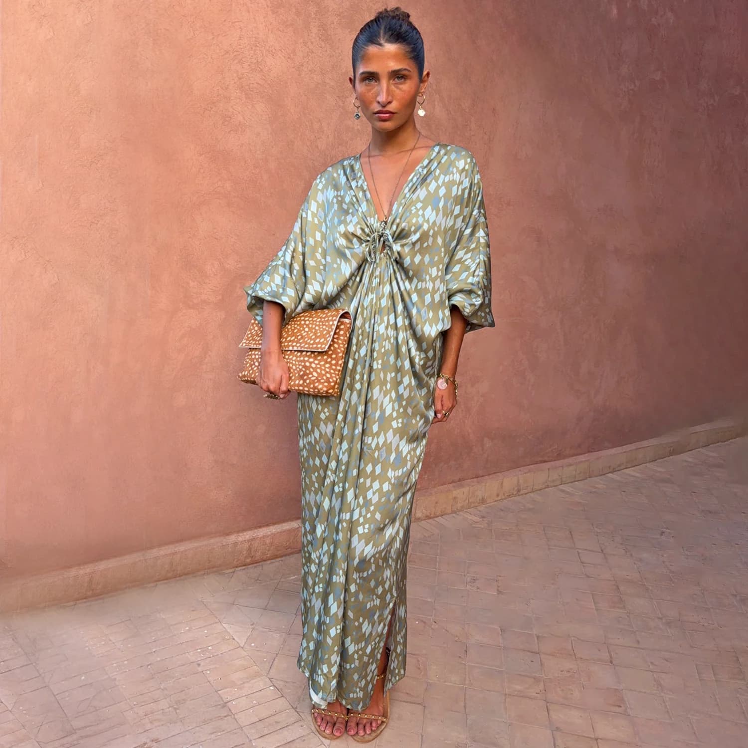 Green Diamond Print Toria Dress